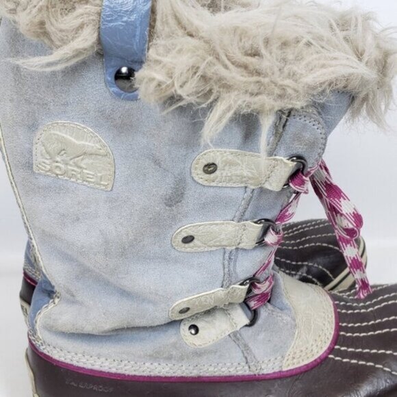 Sorel Joan of Arctic Blue Leather Waterproof Snow Winter Boots Size 7 Wo… - Picture 7 of 15